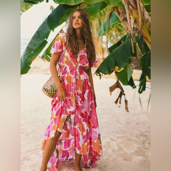 TIARE HAWAII New Moon Maxi Backless Dress Waimea Coral (D11) - Picture 1 of 9